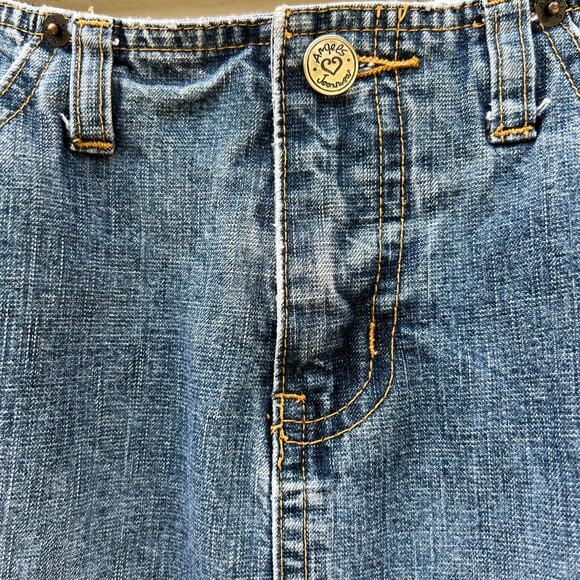 Y2K 00s Vintage Angels Low Rise Denim Jean Long Maxi Skirt  Size 0 Please Read - Picture 3 of 11